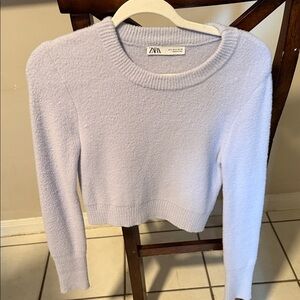 Zara Women's Soft Lavender Crew Neck Sweater